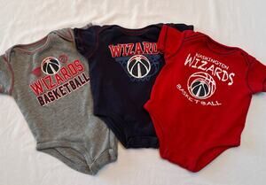 NBA Unisex Washington Wizards Red Gray Blue Set of 3 - 3-6 months